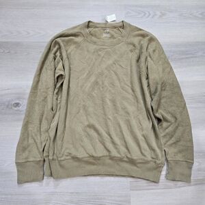 AERIE Textured Terry Cloth Raglan Sleeve Sweatshirt Tan Light Brown Size S NWT